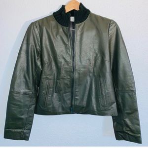 Anthropologie Olive Green Leather Jacket